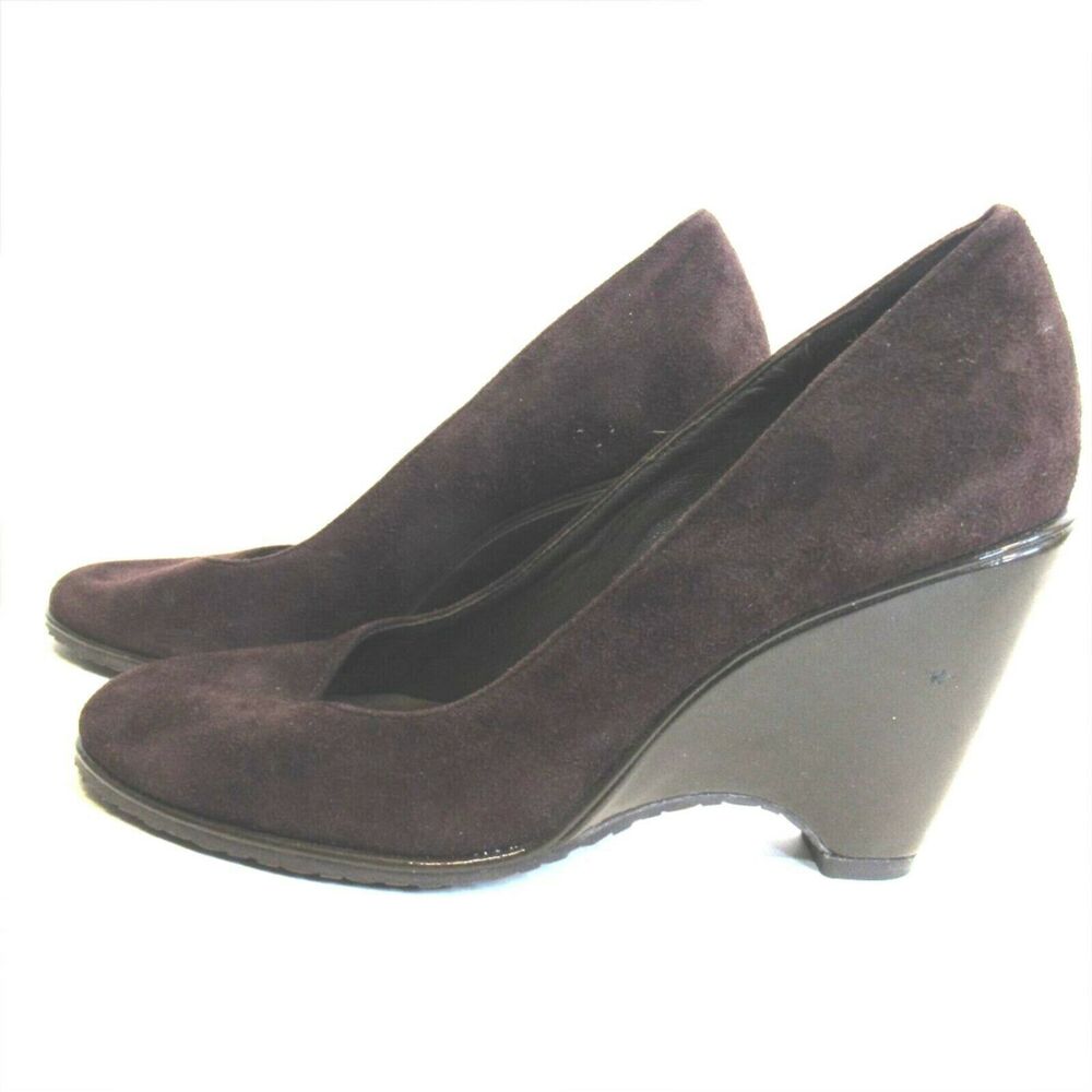 Cole Hann Slip On 3" Pump Sz 6 Brown Suede Leather Comfort Sole Round Toe - Picture 3 of 7
